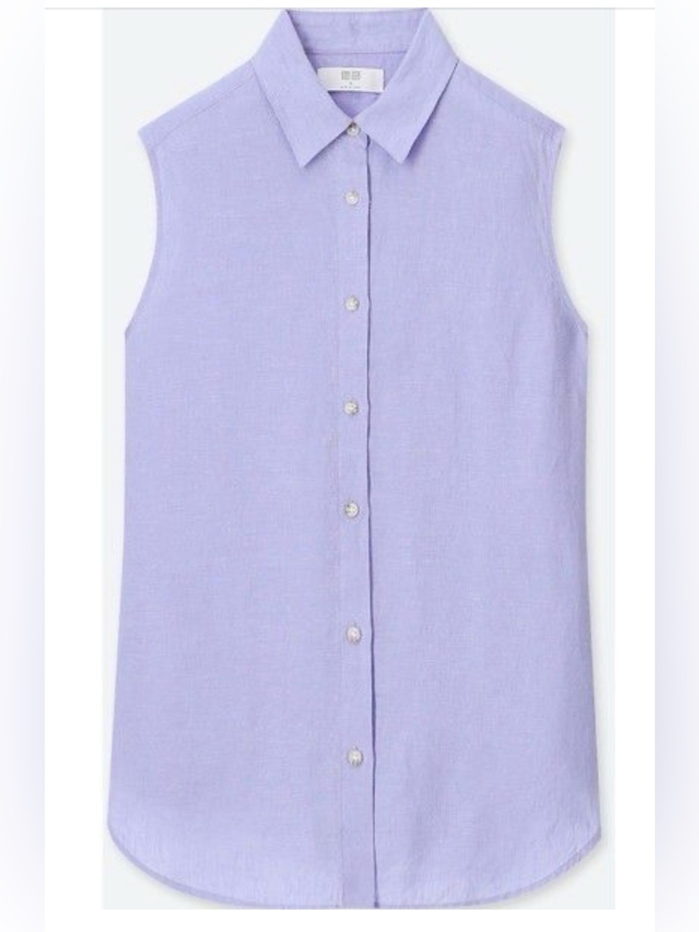 Uniqlo Premium Linen Sleeveless Collared Button-down Shirt in Lavender Size XS